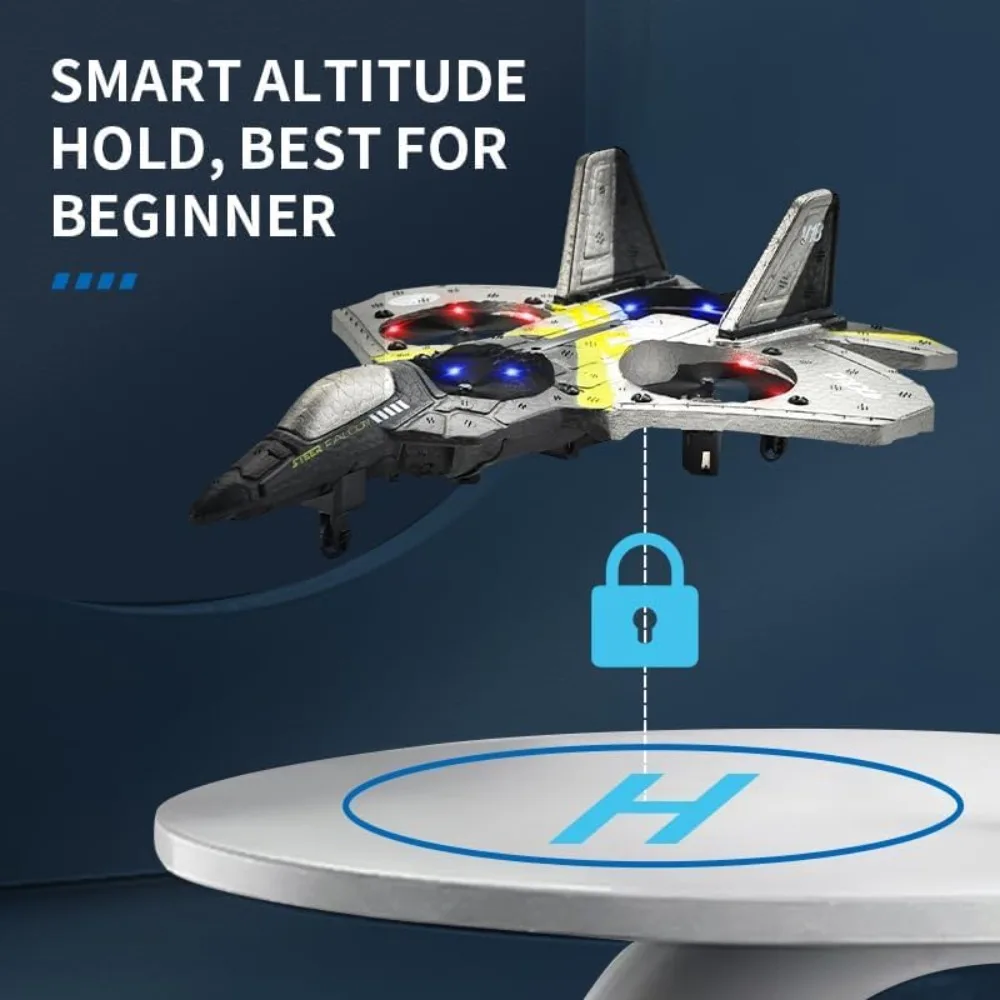 2.4GHz RC Foam V17 Jet Fighter Stunt Airplane with 360° Spin and 2 Batteries for Durable Flight Performance