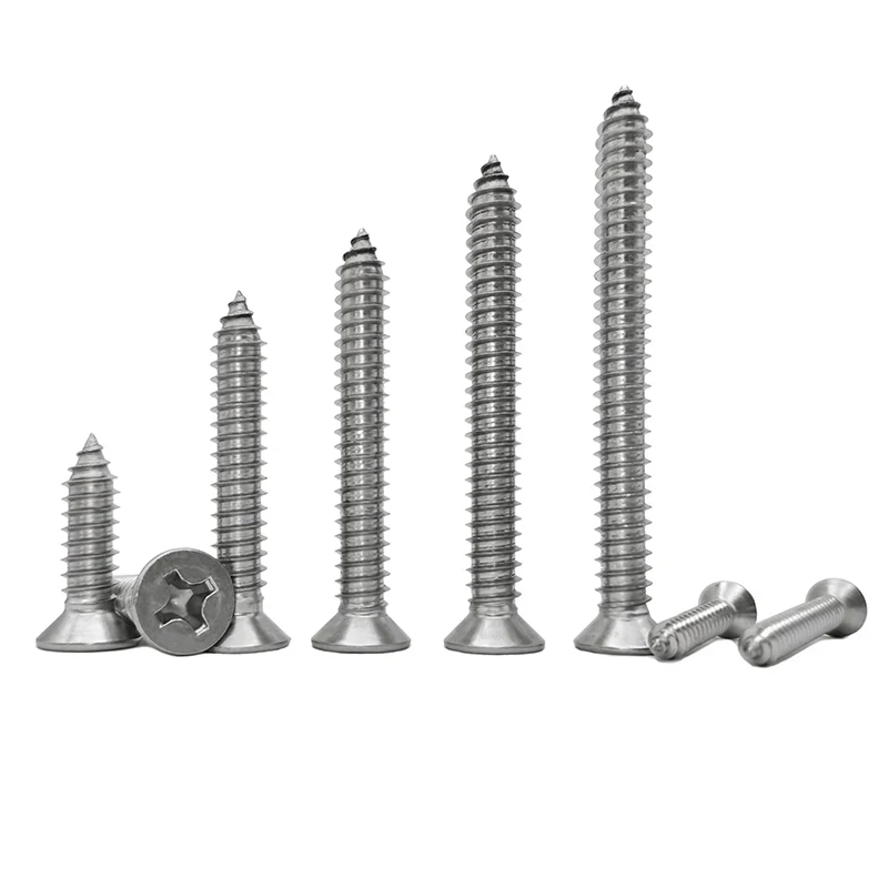 

M1-M1.6 304 Stainless Steel Cross Recessed Flat Head Self Tapping Screws / Phillips Countersunk Micro Screws 3-16mm