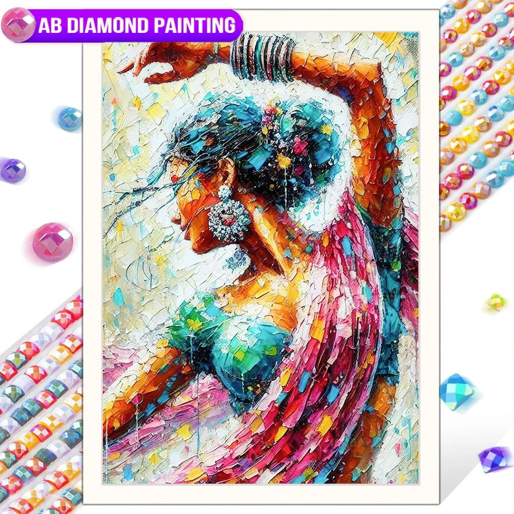 

AB алмазная живопись танцор настенное искусство красивая девушка полная круглая/квадратная Алмазная мозаика вышивка DIY подарок украшение живопись