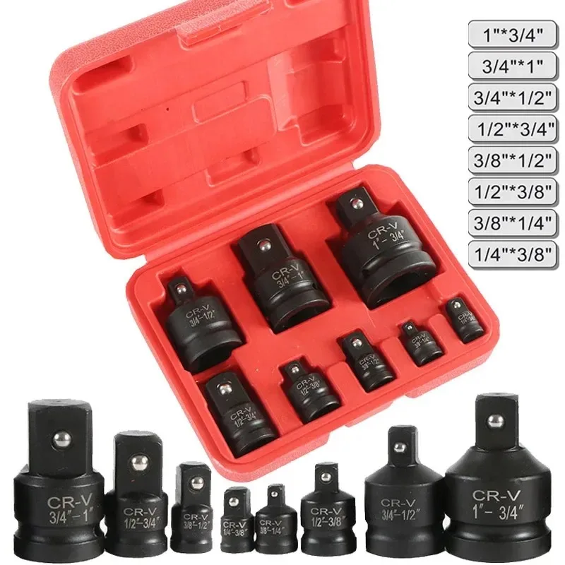 Professionele 4/6/8/10 Impact Dopsleutel Adapter Set 1/4 3/8 1/2 3/4 Inch Vierkante Drive Adapter Reducer Spanner Tool ﻿ met koffer