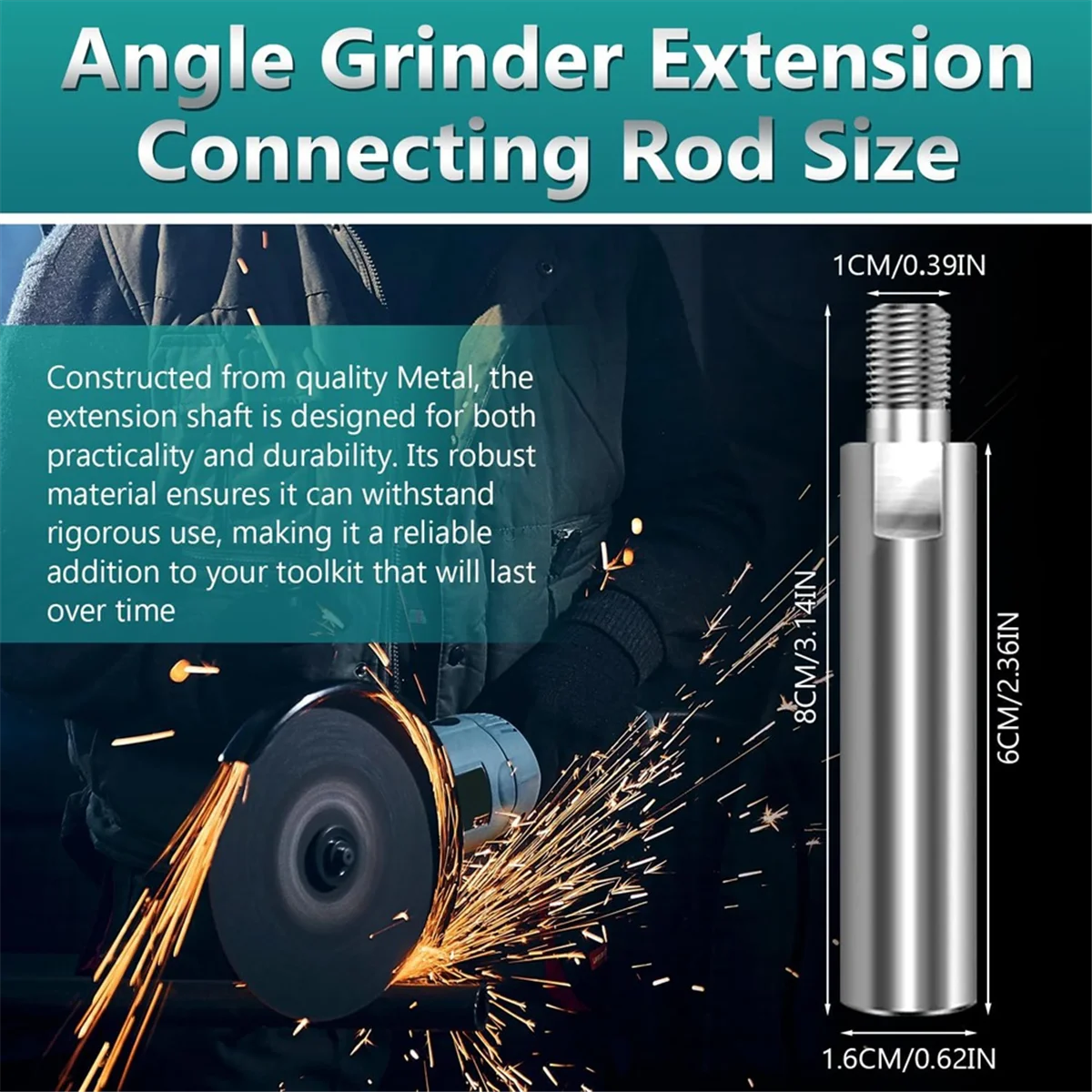 

A95G 5/8 Inch-11 Thread Angle Grinder Extension Shaft Set Connecting Rotary Rod Car Polishing Adapter of 2 PCS, 3.15 Inch