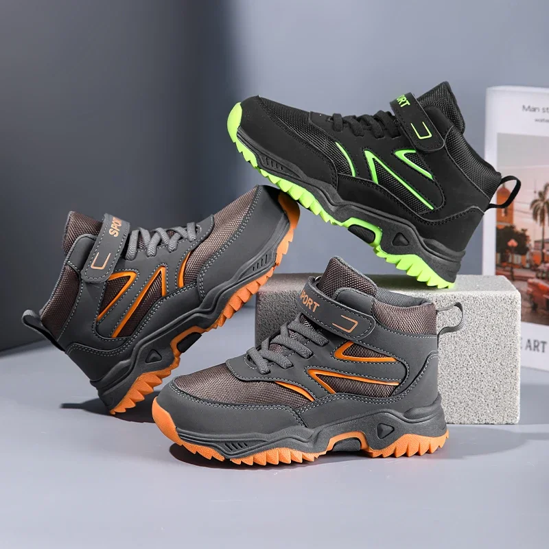 

2024 new luxury children shoes boy sneaker outdoor high top kids sports sneaker non-slip comfortable autumn boots for boy