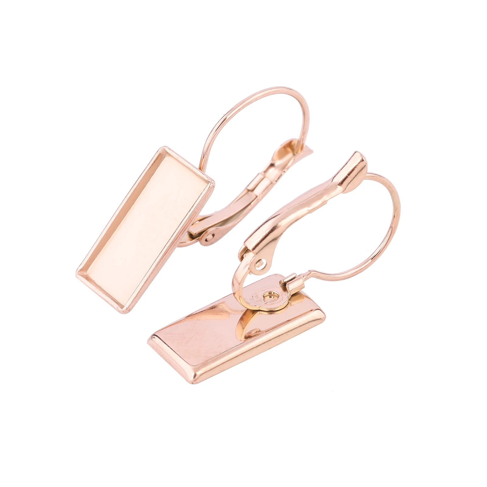 

10 шт. 7x14,5 мм, прямоугольные серьги-кабифоны, заготовки из нержавеющей стали, розовое золото, серьги с рычагом, безель, фурнитура для установки