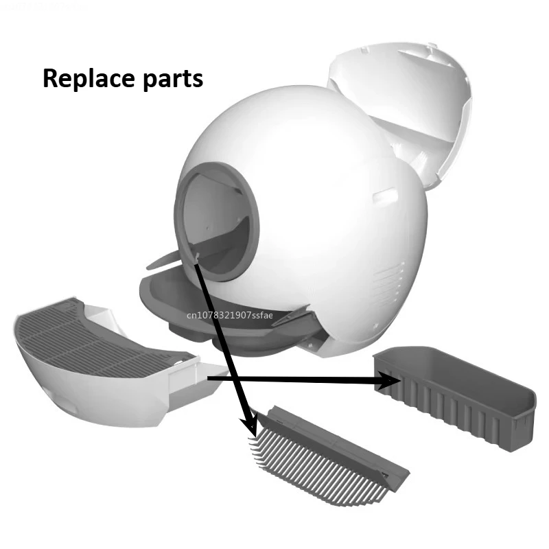 Use for Elspet Smart Cat Litter Box Accessory Cat Toilet Trash Bag/ Rake/ Ultraviolet Lamp/ Safety Door Replace Parts