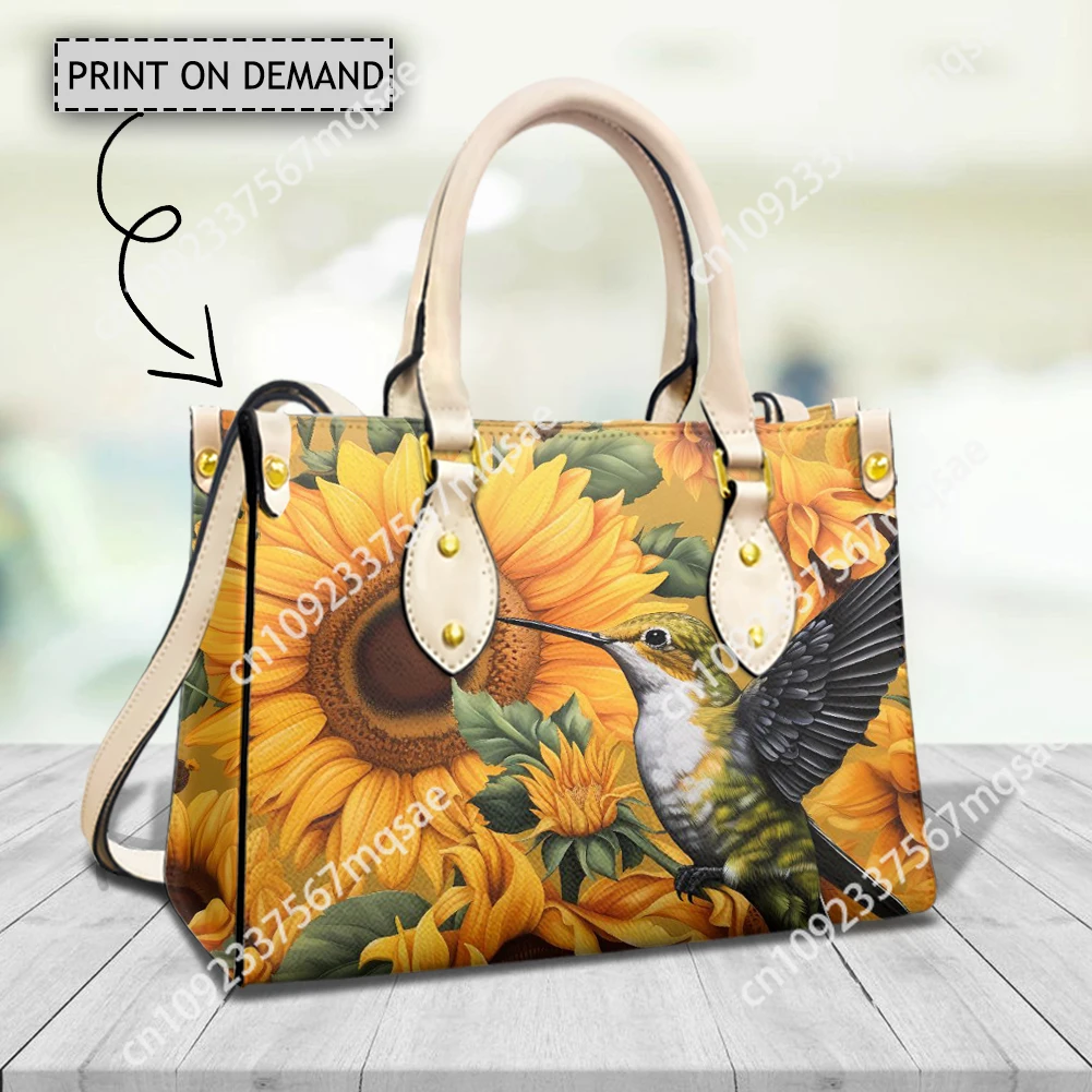 Hummingbird Sunflower Women Handbags Casual Shoulder Bags Woman Top-handle Totes Luxury Leather Female Messenger Bag Bolsa Mujer