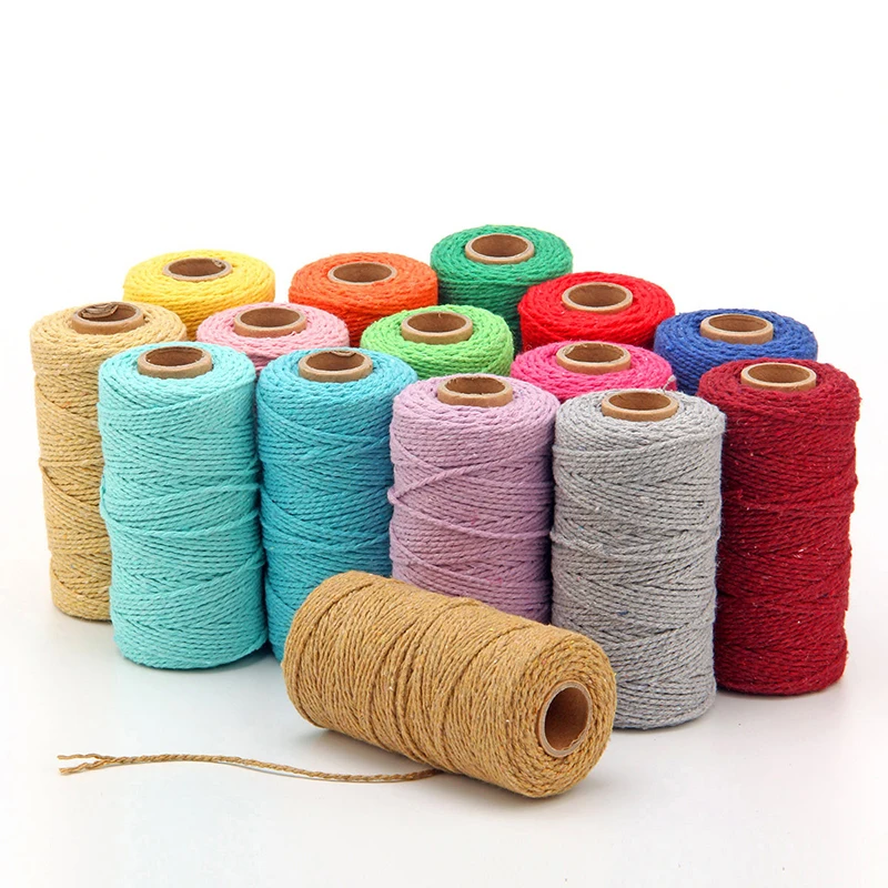 100m/Roll Macrame Cord Cotton Twine Thread String DIY Wall Hanging Basket Crafts Bohemian Wedding Party Decor Gift Wrapping Rope