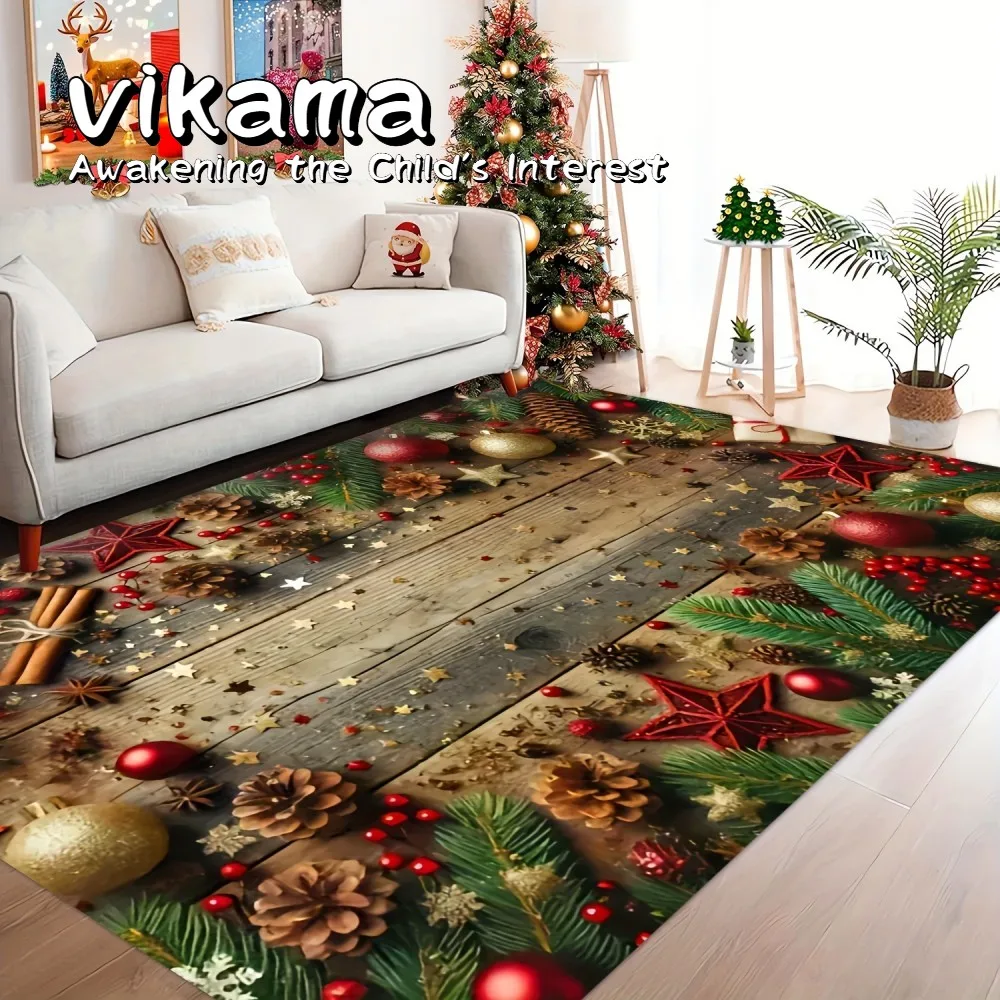

VIKAMA Christmas Carpet, Living Room Christmas Mat, Non Slip Door Mat, Garden and Courtyard Decoration Premium Carpet living