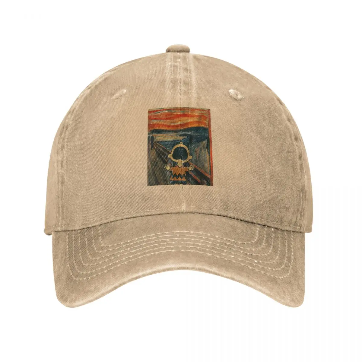 Casual Peanuts Charlie Brown Scream Artsy Baseball Caps Unisex Distressed Denim Washed Headwear Outdoor Adjustable Hats