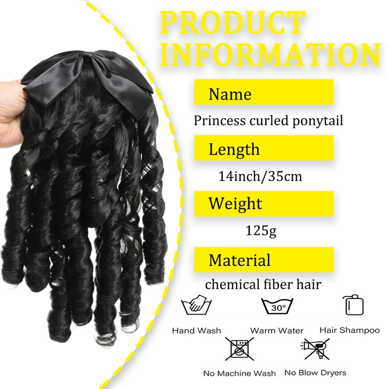 Wig Ponytail Retro Republic of China Style Hair Comb Bow Wig Simulation Princess Roman Roll Wig