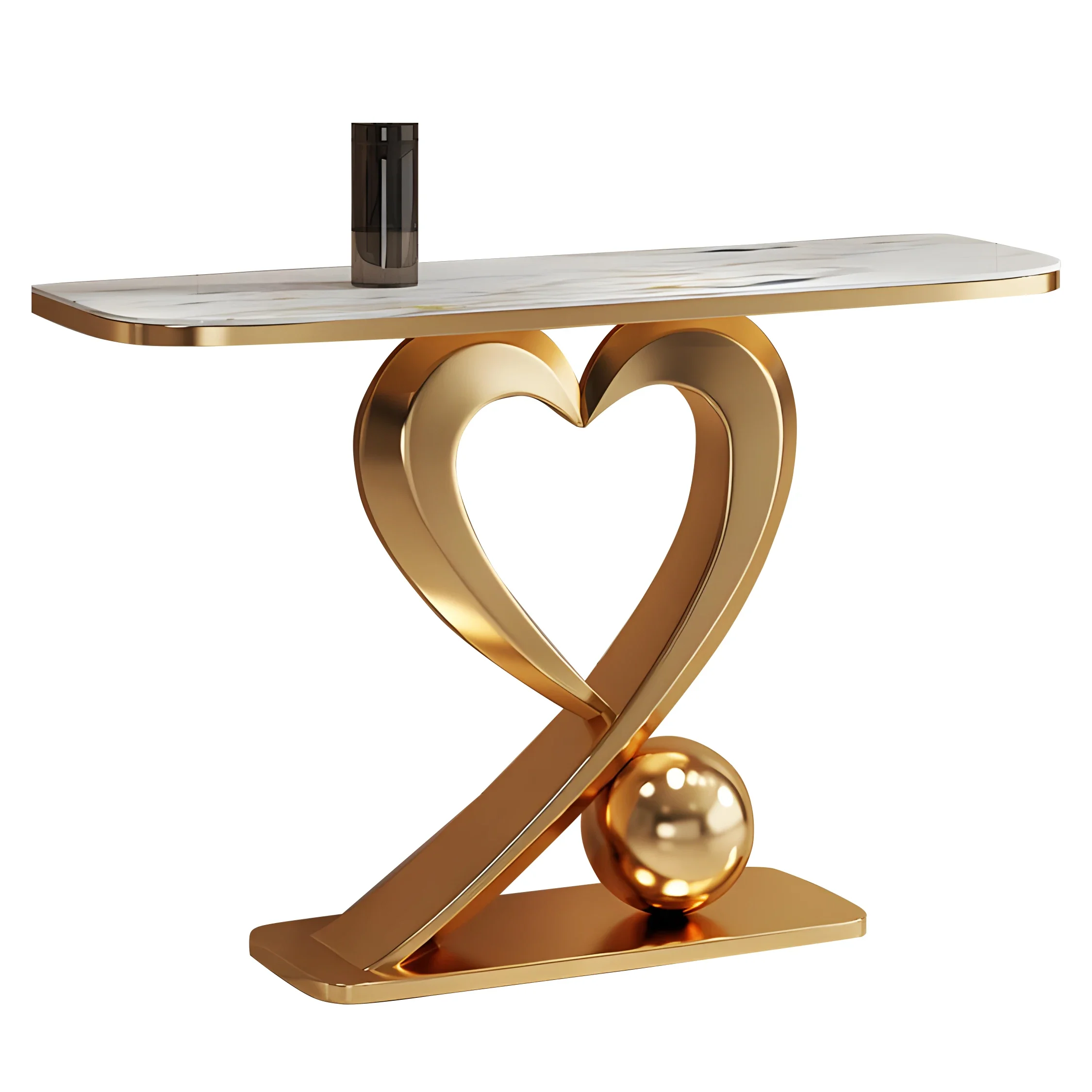 Modern luxe Entryway Table  Living Room Luxury marble table top gold stainless steel Console  for villa