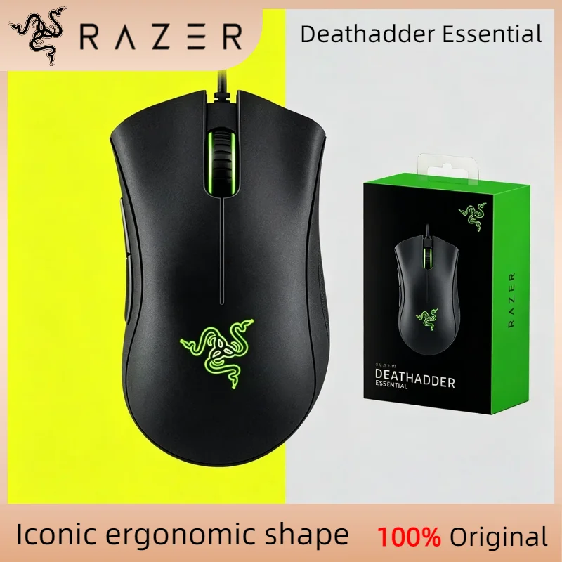 Ratón para Juegos Razer DeathAdder Essential Original con Cable, 6400 DPI, Seguimiento de Alta Precisión, 5 Botones Programables, Ergonómico para Oficina