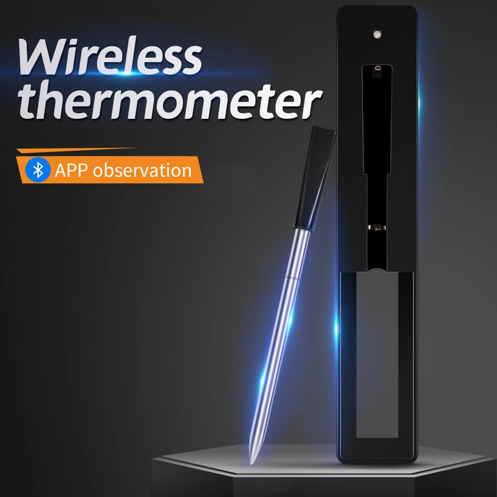 ワイヤレスプローブ肉用温度計-オーブン-グリル-バーベキュー-ステーキ-キッチン調理用-デジタルスマート-bluetooth-温度計アクセサリー