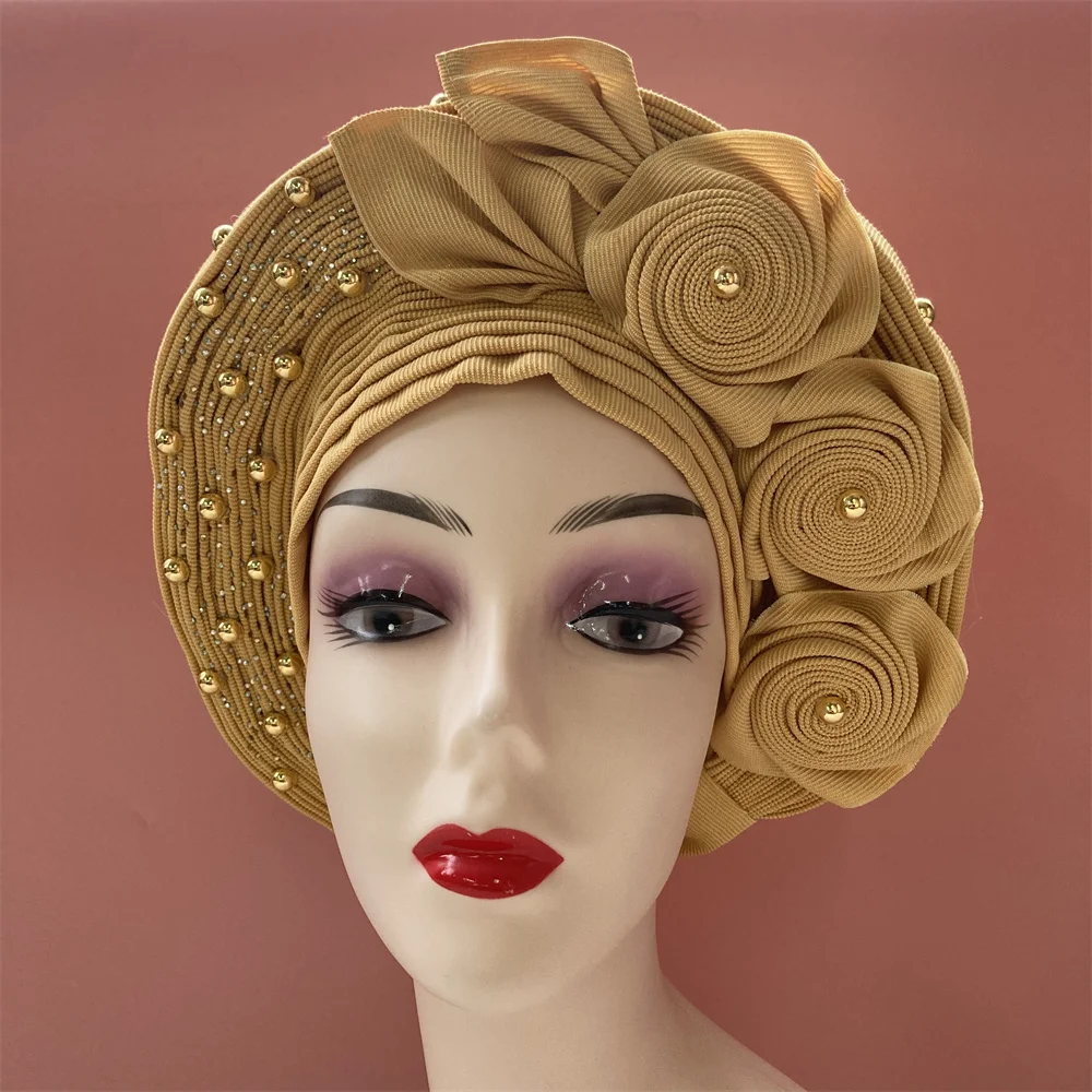 2026 latest aso oke auto gele headtie Already Handmade african Cap Nigerian Wedding Gele women braid turbans Ladies head wraps