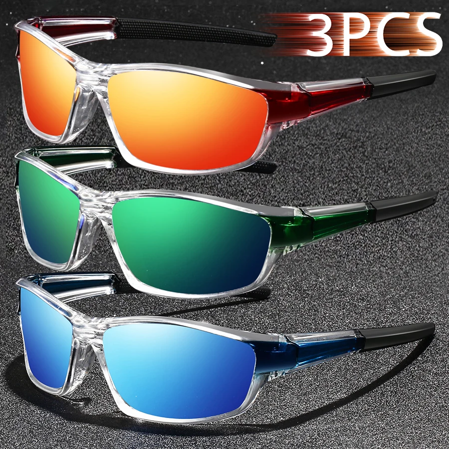 

3 PCS Fashion Vintage Clear Cycling Driving Fishing Sports Sunglasses Men Women Mountaineering Sport Sun Glasses UV400 Eyewear
