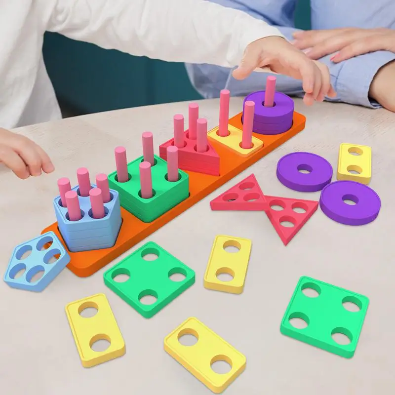 Sorting Stacking Toys Shape Sorter And Stacker Silicone Toy Stacking & Matching Shape Stacker STEM Preschool Learning Toys For