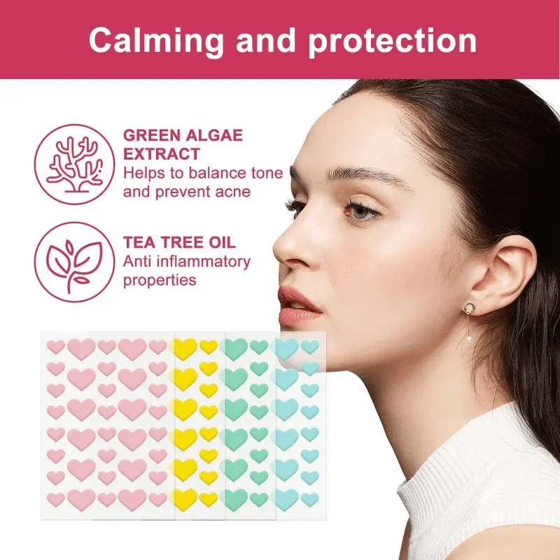 864PCS Cute Heart Shape Pimple Patch 6 Colors Thin Adhesive Waterproof Skin Treatment