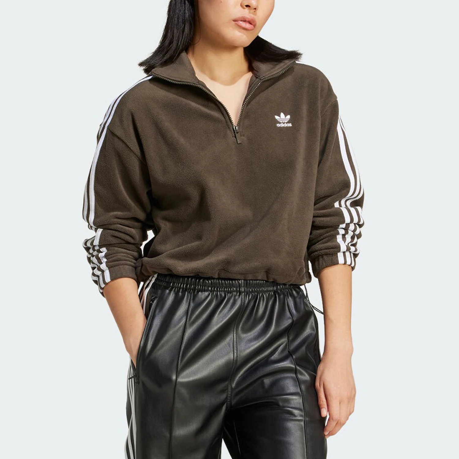 Adidas genuine Originals Women's Retro Stand Collar Cropped Sweatshirt IW3164