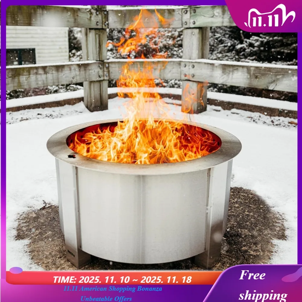 

Smokeless Fire Pit (X Series 24, Stainless Steel) | 27.5 inch Smokeless Firepit for Outside | 62 Pounds | Ideal for Famili