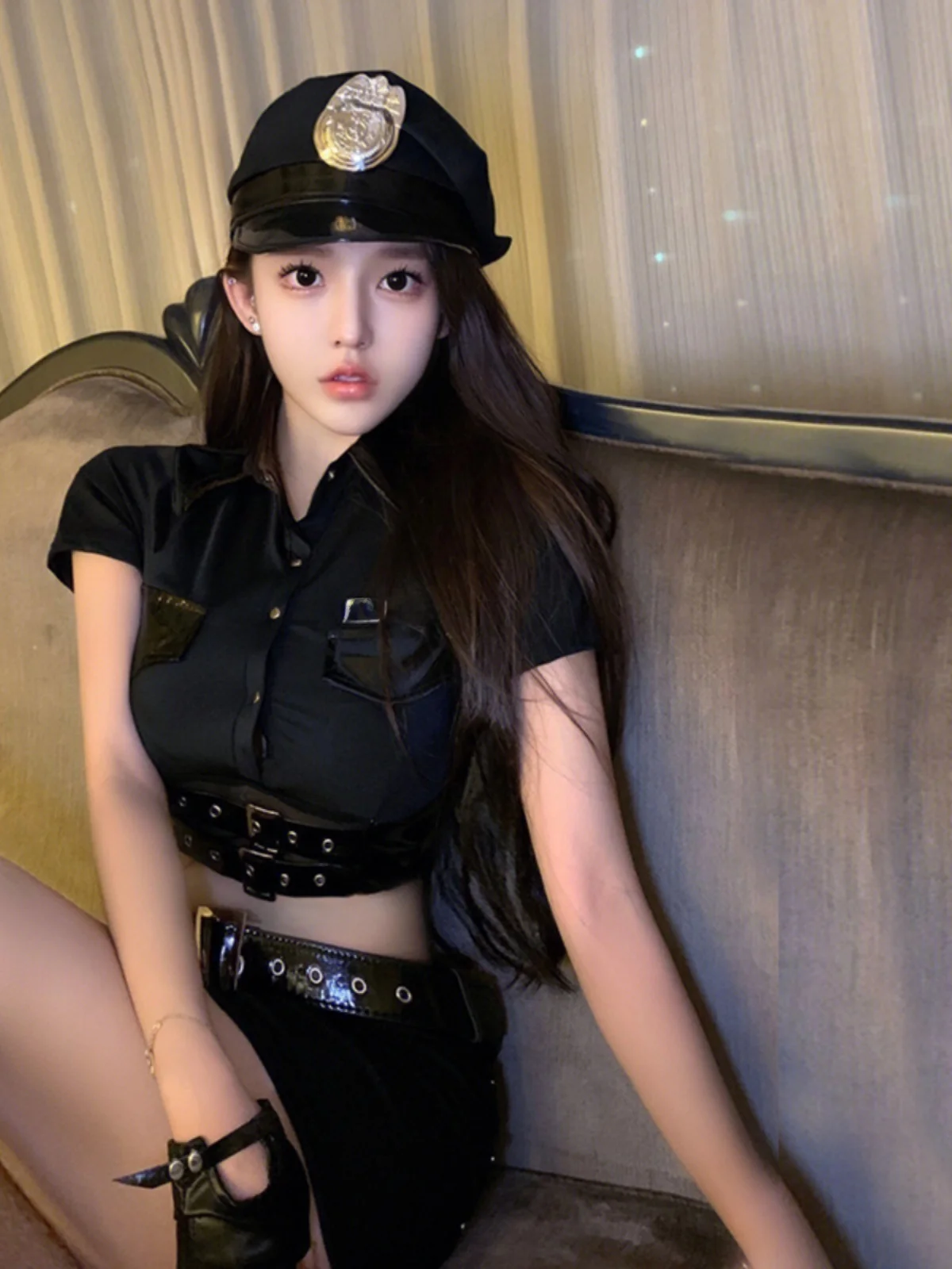 

Sexy Air Steward orm loween Police Women's Cosplay Suit Slim Role-plang Nightclub Performance Pure Desire Temptat...