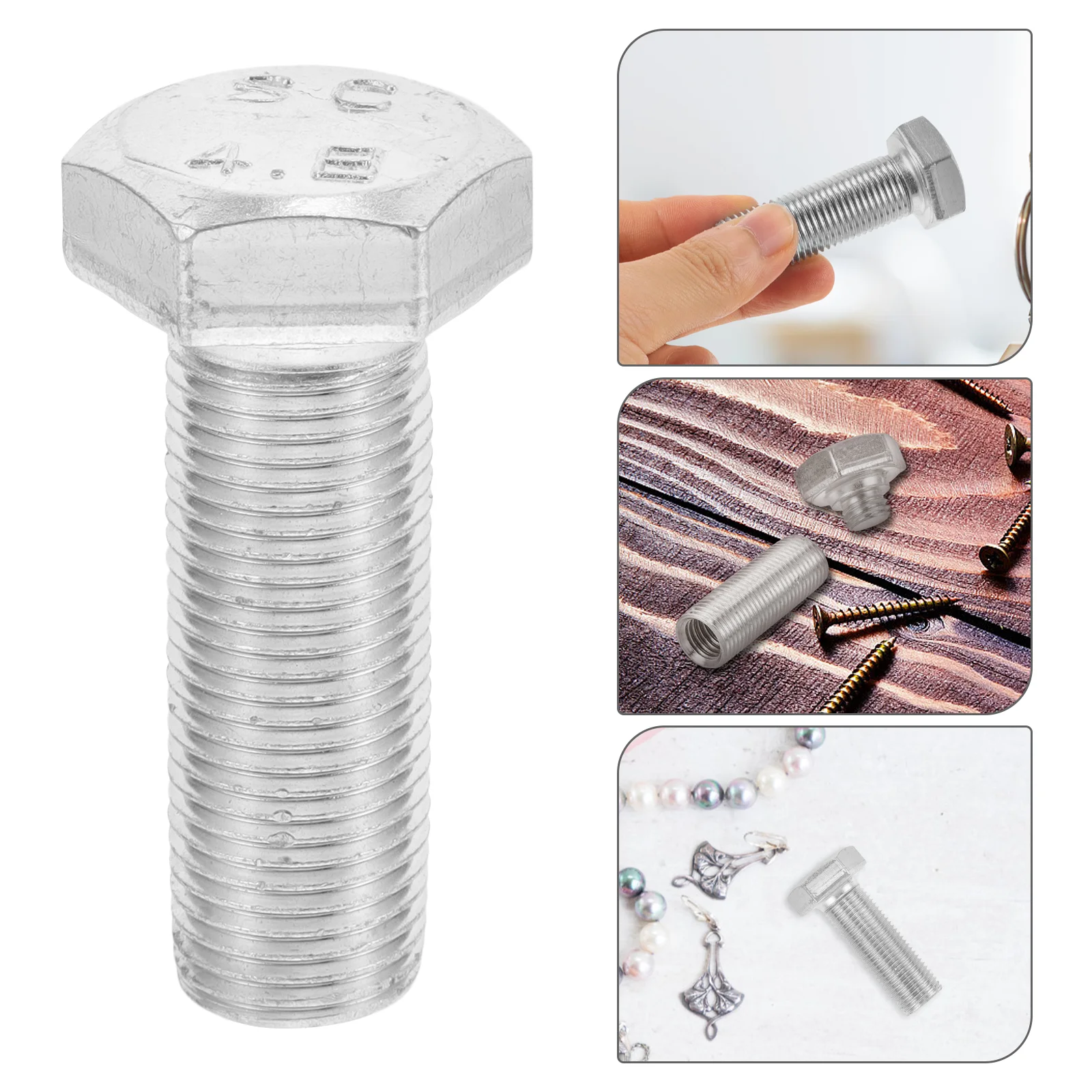 Hexagonal Screw Storage Box Hider Silver Realistic Metal Bolt Shaped Stash Hidden Container for Keys Mini Items Camping Travel