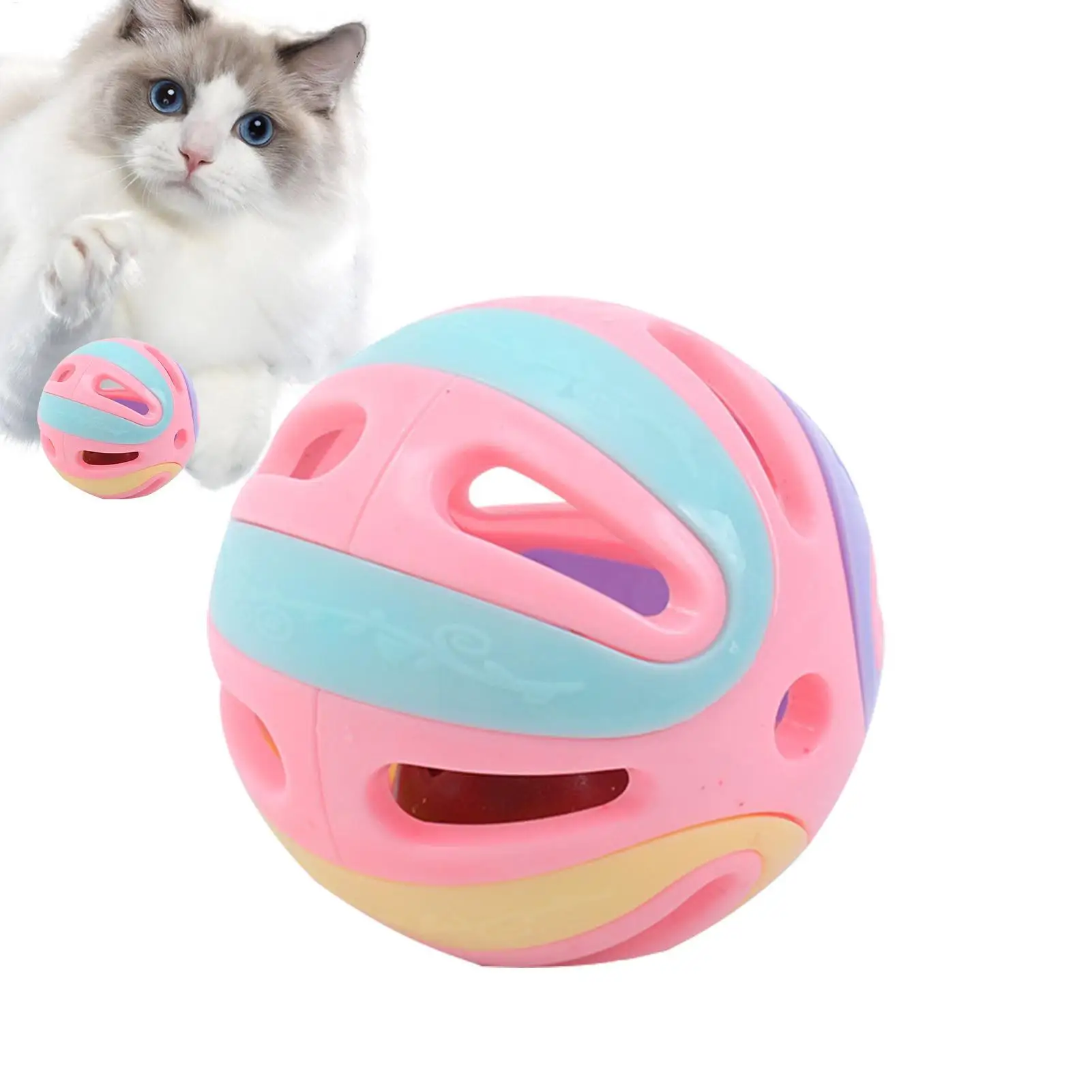 4,8 cm Katzenspielball mit Glocke, interaktives Katzenspielzeug mit Glocke, tragbarer hohler Katzen-Klapperball, Spielzeug für Hauskatzen.