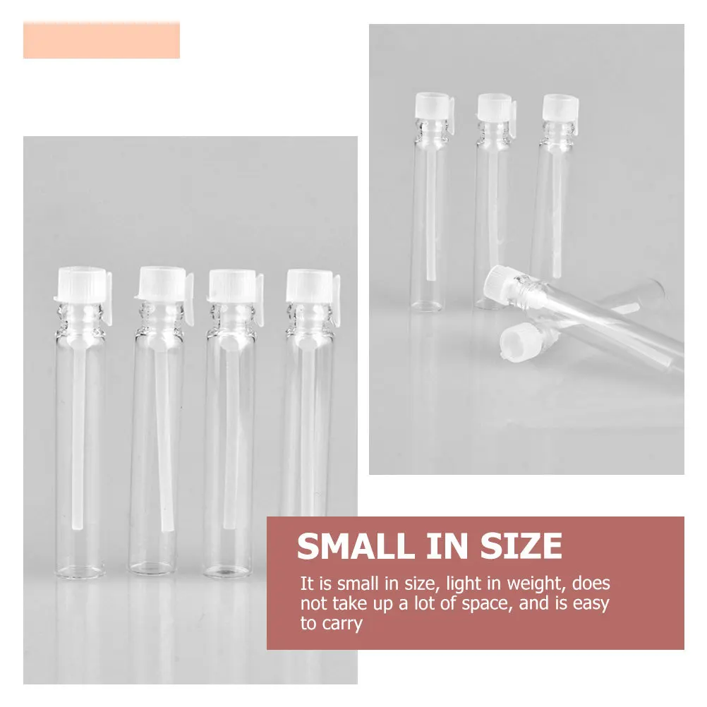 

100Pcs Sample Vials Transparent Glass Bottles Portable Travel Perfume Vials Essential Oil Bottles Refillable Mini Containers