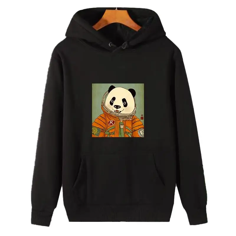 Space Panda Graphic Thick Sweater Hoodie Hooded Sweatshirts Cotton Winter Fleece Hoodie Harajuku Men's Clothing