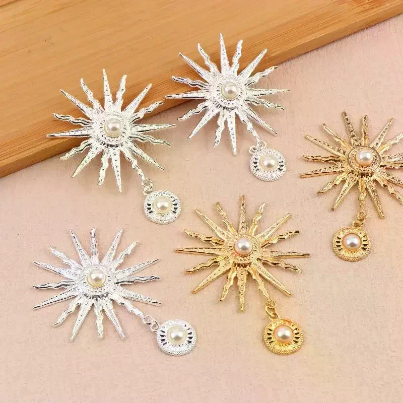 

10Pcs Baroque Style Pearl Sunflower Pendant Jewelry Diy Wedding Clothing Bow Jewelry Decoration Accessories