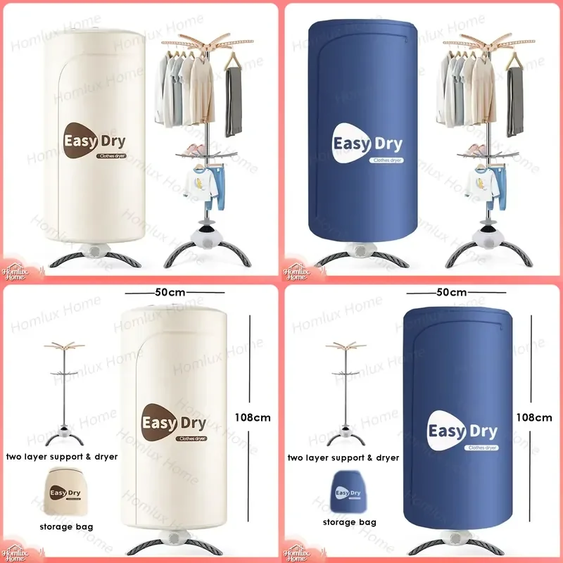 220V Clothes Dryer Portable Folding Drying Rack Warm Air Drying with Timer Energy Saving Home Laundry Dryer
