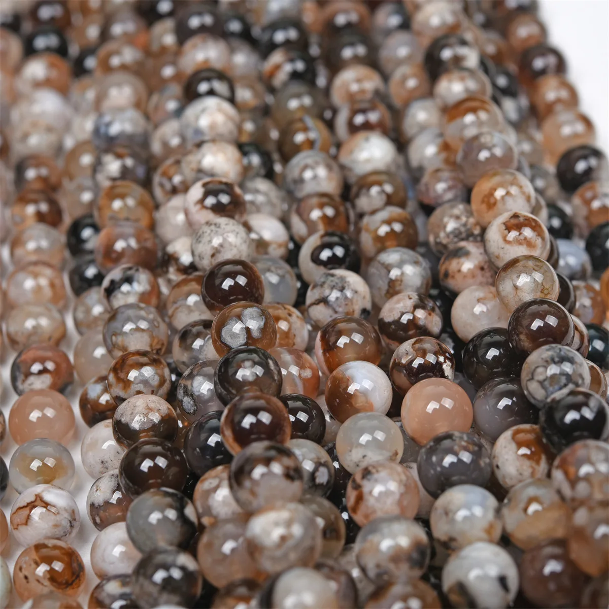 

Natural Black Sakura Agate Faceted Round Loose Beads 8mm 10mm Semi-finished DIY Jewelry Accessories Bead