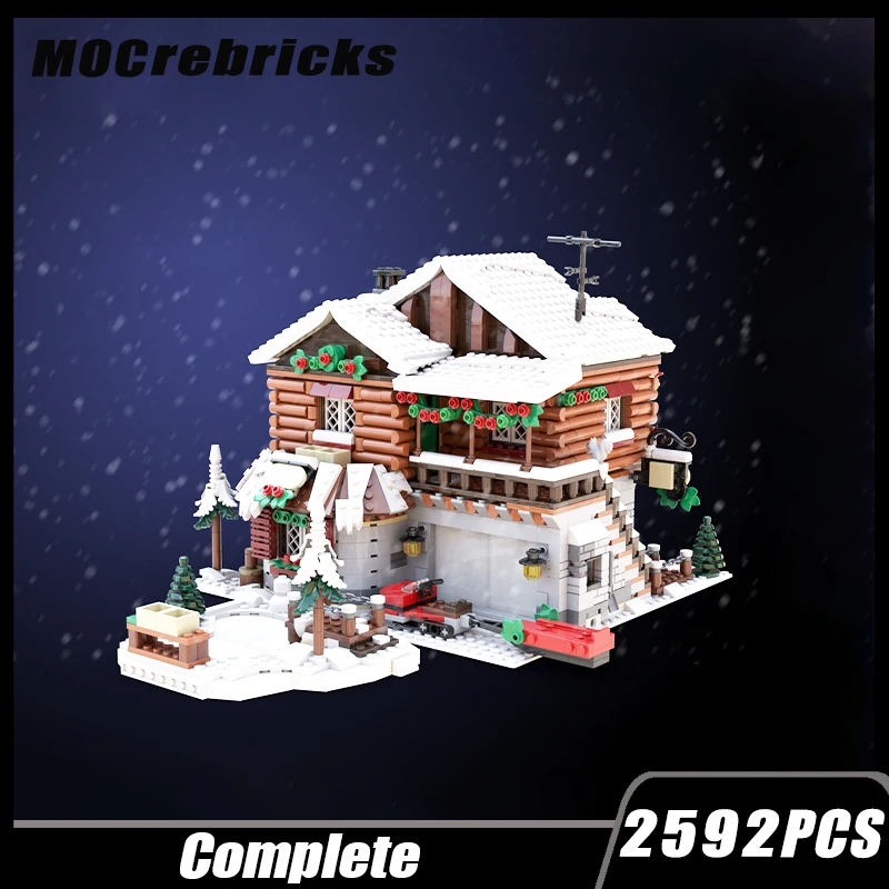 

MOC-162657 Modular Building Assembly Model for Winter Village High Mountain Cabin Santa Claus House Brick Toy Children's Gifts