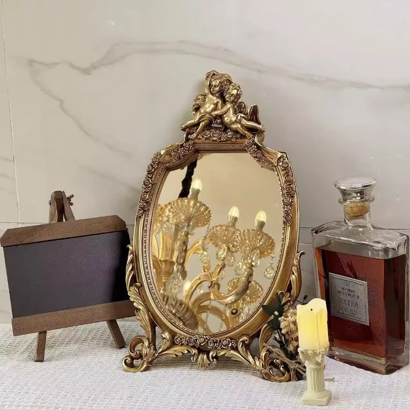 Espejo antiguo francés Vintage con estilo, espejos decorativos para sala de estar, Espejo colgante con estilo, decoración de habitación