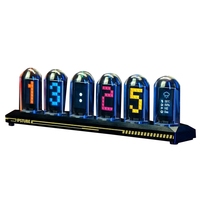 B04B-DIY LED Nixie Tube Clock RGB IPS Color Screen Digital Clock Glows WIFI Analog Clocks For Esports Game Desktop Decor