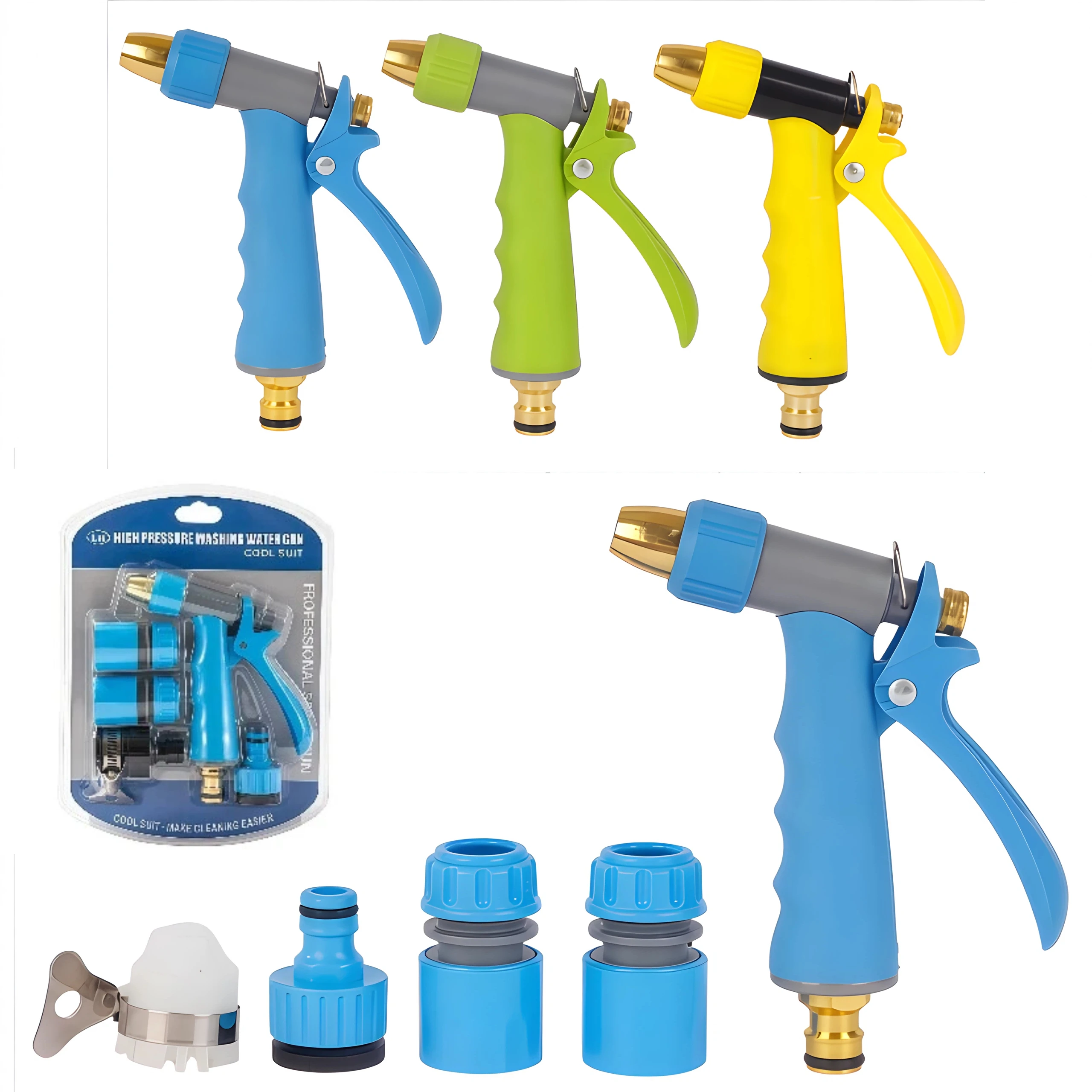 High Pressure Car Wash Gun Set 5-Piece Universal Garden Spray Nozzle Home Garden Flushing Greening Irrigation Landscape Water Gu