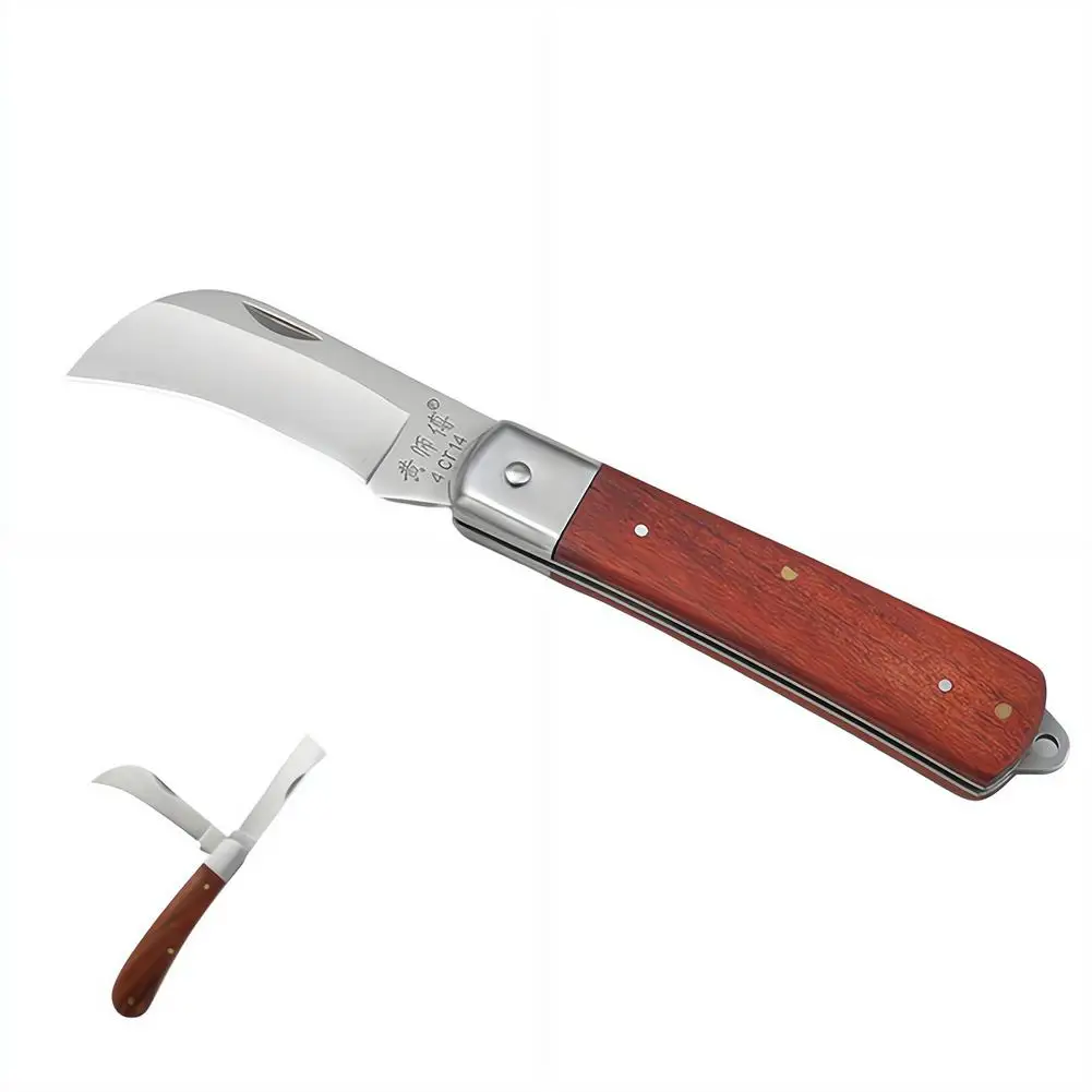 Folding Grafting Knife Grafting Tools Grafting Pruning Knife Professional Garden fruit tree Grafting Cutter Wooden Handle Knife