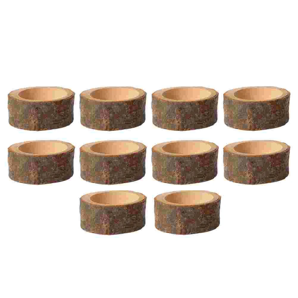 10 Pcs Wooden Holder Tea Light Holders Decorative Bulk Storage Tray Candles Wedding Candlestick Candleholder Tree Stump