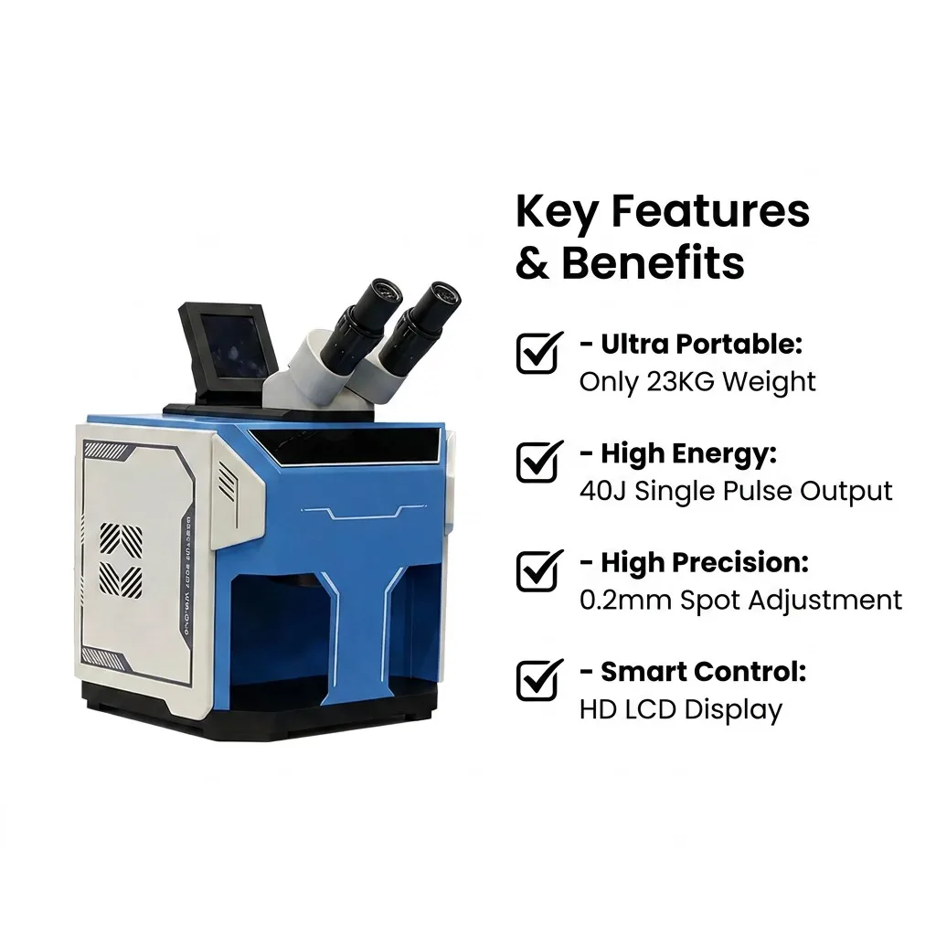 Portable 60W Jewelry Laser Welding Machine With Microscope CCD System For Gold Silver Titanium Platinum Jewelry Repair Making