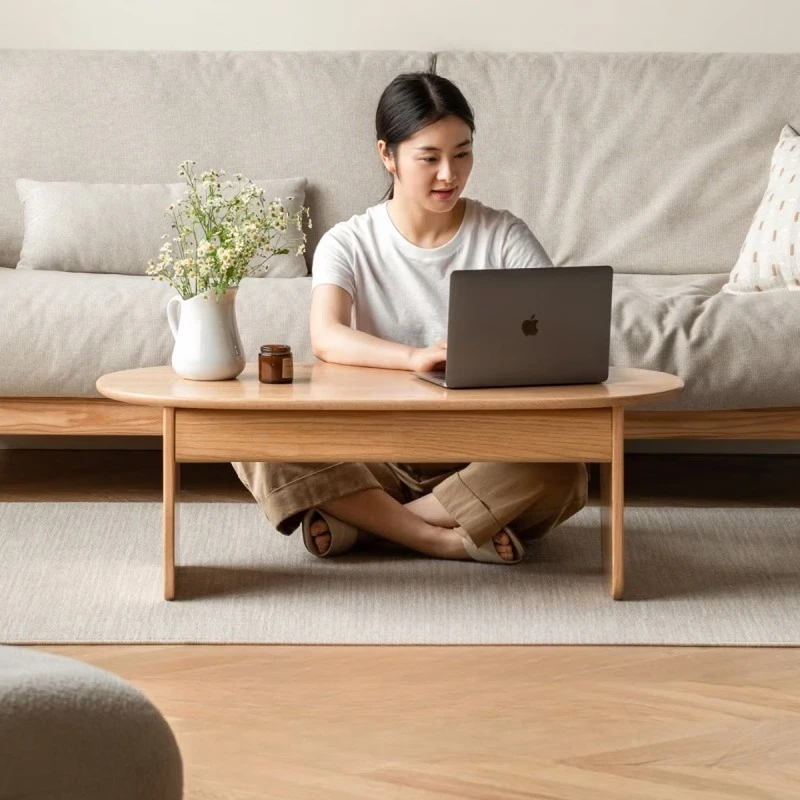 

Solid wood coffee table modern simple household rock slab tea table small apartment