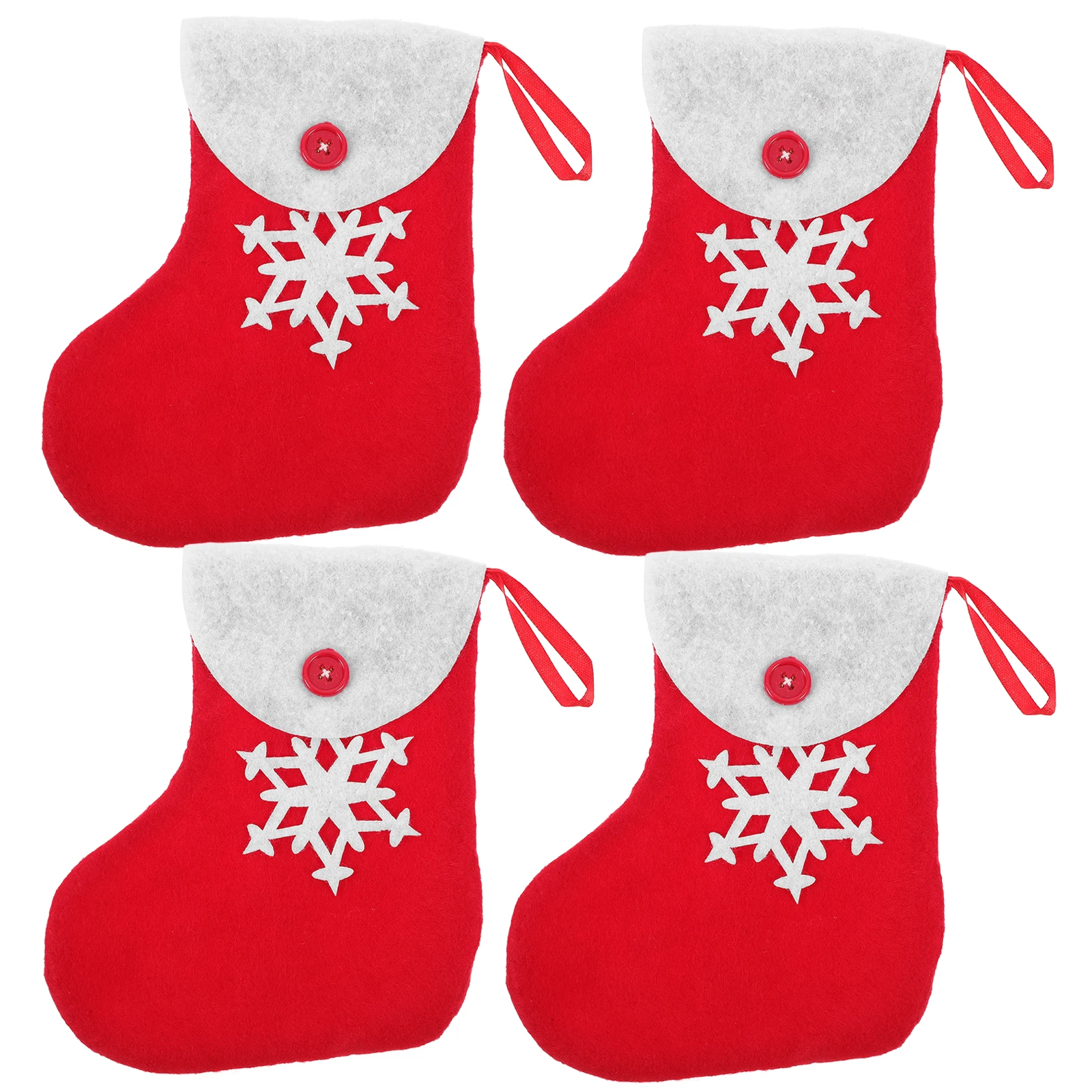 

4 Pcs Christmas Stocking Ornaments Holiday Fireplace Decorative Socks Candy Bag Cloth Silverware Holders Xmas Tree Hanging