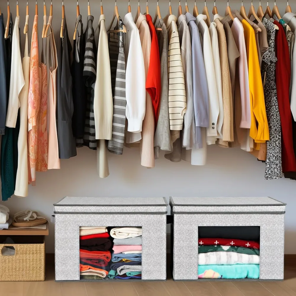 مكعبات تخزين قابلة للطي مع أغطية - مجموعة مكونة من 4 قطع، حاويات تنظيم صناديق تخزين كبيرة من القماش للمنزل والمكتب #6