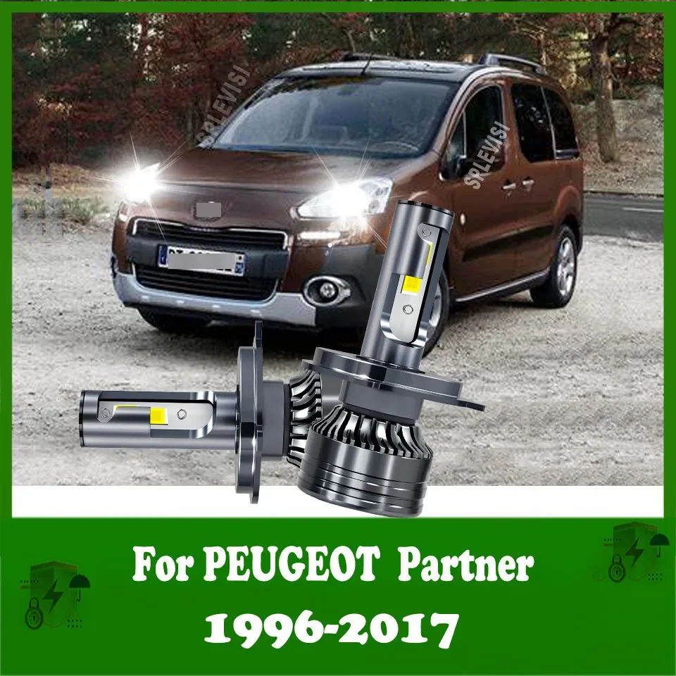 2Pc Car Headlamp H4 9003 LED Headlight Hi/Low Beam 6000k For Peugeot Partner 1996 1997 1998 1999 2000 2001 2002 2003 2004 -2017