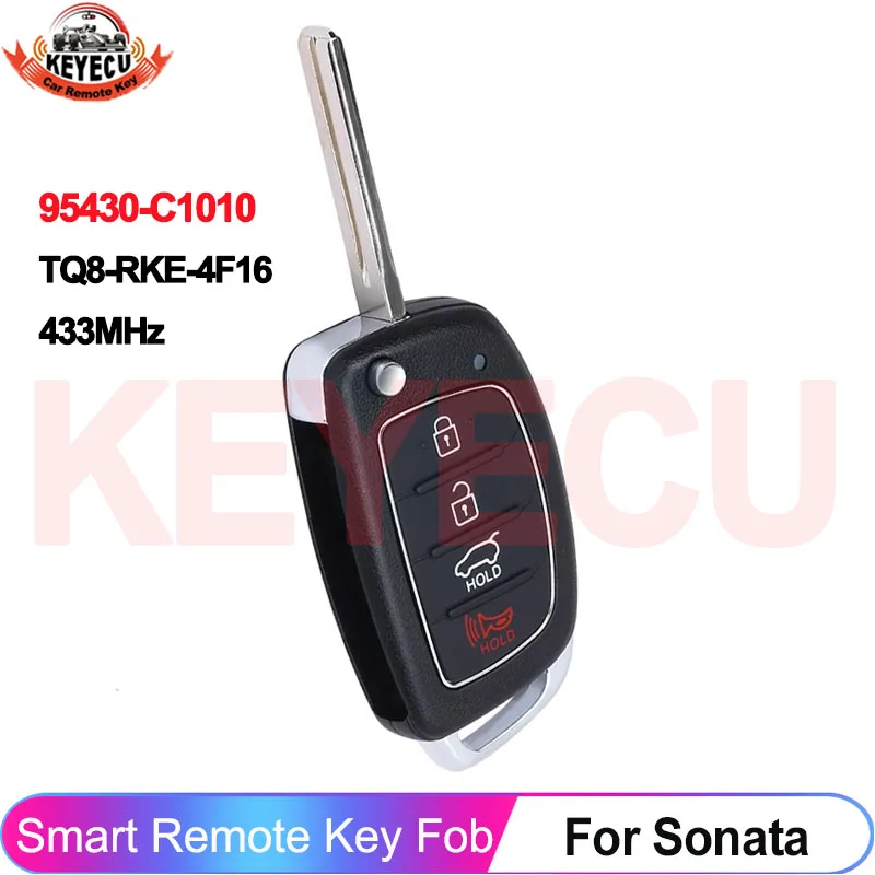 

Пульт дистанционного управления KEYECU 95430-C1010, FCC ID: TQ8-RKE-4F16, для Hyundai Sonata 2015-2018, выкидной смарт-ключ, 433 МГц, чип ID46