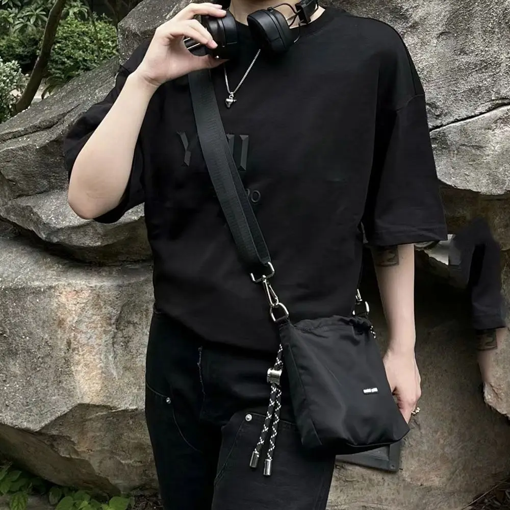 

Модная сумка на одно плечо, диагональная Нейлоновая Сумочка с цепочкой, уникальная маленькая сумка-мешок на шнурке