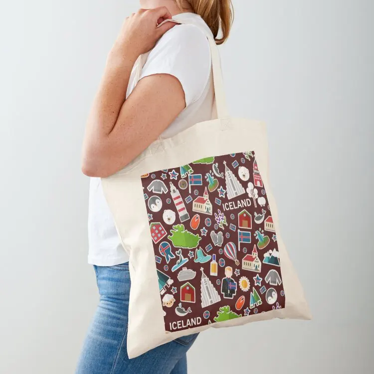 

Iceland - Symbols and Landmarks Tote Bag hand bag shoping bag Large bags for women female