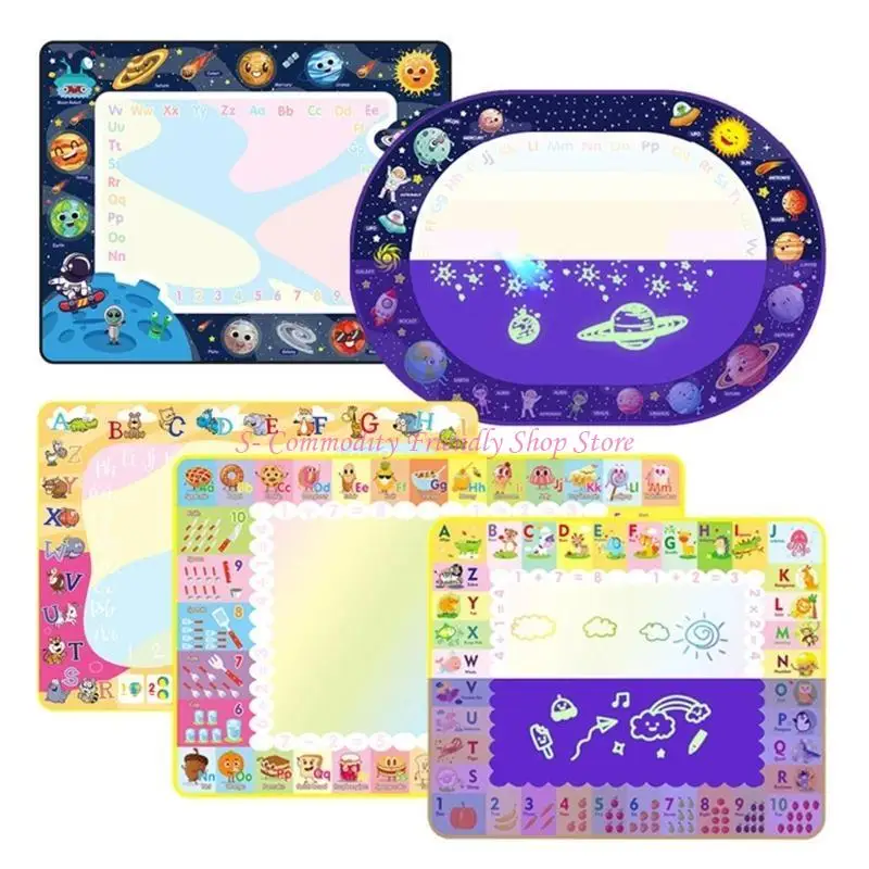 85AE Aqua Magic-Doodle-Mat Dziecięca mata do rysowania wodą Zabawka do malowania Płótno wodne z szablonem Pieczęć rolkowa Zabawa