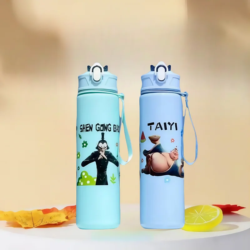 750 مللي كوب ماء لطيف ذو طابع كرتوني كوب ماء من القش البلاستيكي زجاجة مياه رياضية عالية القيمة للتخييم في الهواء الطلق بسعة كبيرة