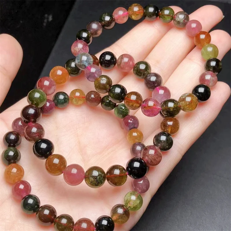 

Natural Tourmaline Bracelet String Charms Strand Women Men Exquisite Jewelry Gift Healing Crystal Energy Gift 1pcs