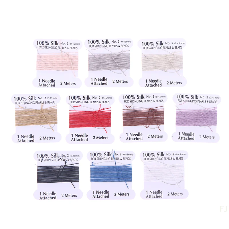 [YU]2# 0.45mm 10pcs/bag Handmade 100% Natural Silk Cord Rope With Beaded Silk Thread Needle End Silk For DIY Jewelry Making