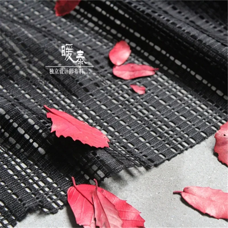 Black Knitted Net Fabric for DIY Sewing Half Length Skirt Short Sleeved Creative Fashion Clothing Design CLOTH Wholesale