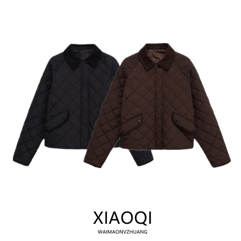 

Легкий хлопковый жилет, весна-осень, Новое поступление, женское вельветовое пальто в клетку с клапаном и воротником, простое женское пальто